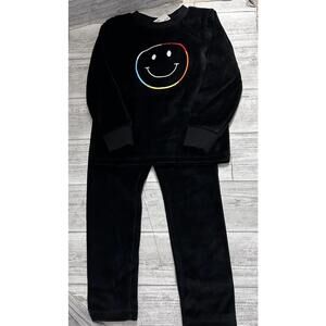 Bloom Kids Black Velour Smiley Face 2-Piece Outfit Set Size 4T NWT